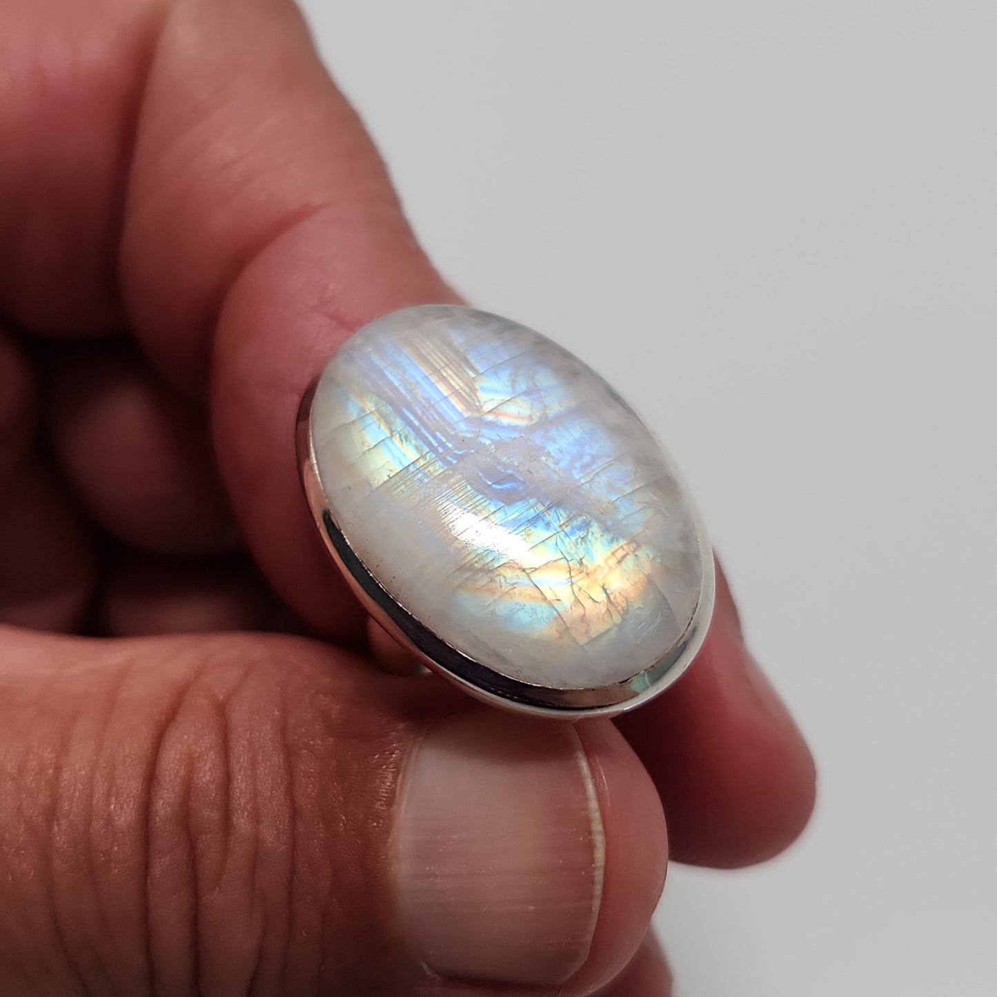 Rainbow Moonstone Ring Size 6