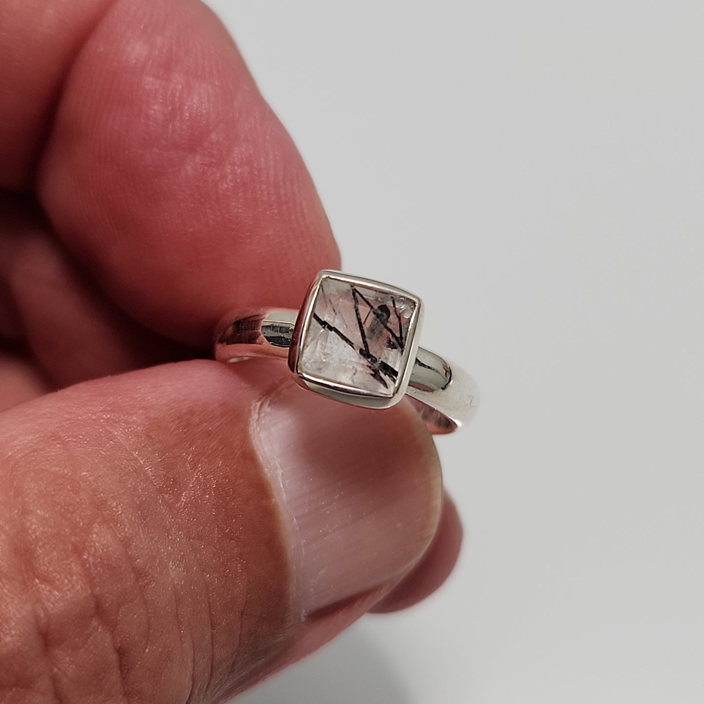 Black Rutile Quartz ring sz 6