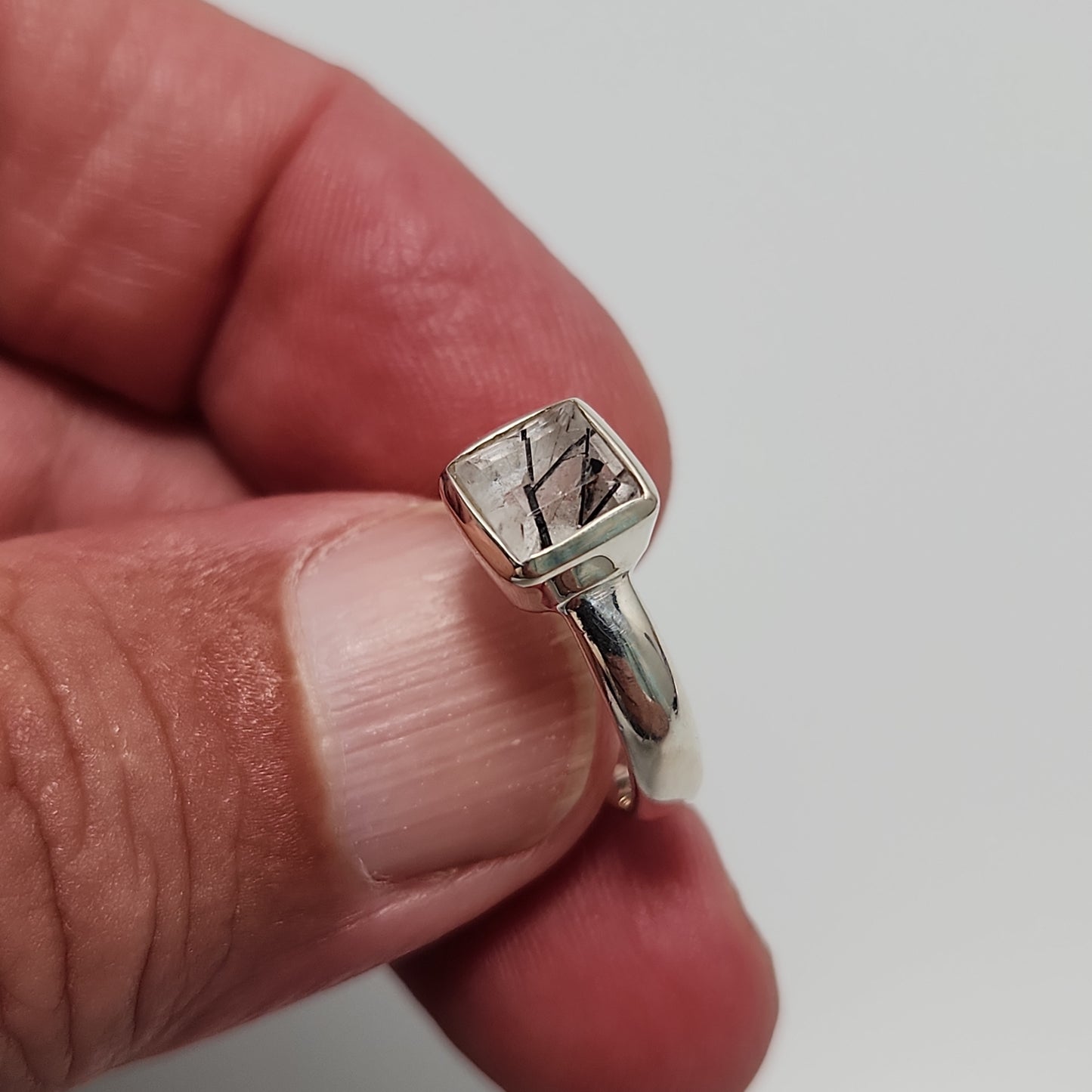 Black Rutile Quartz ring sz 6