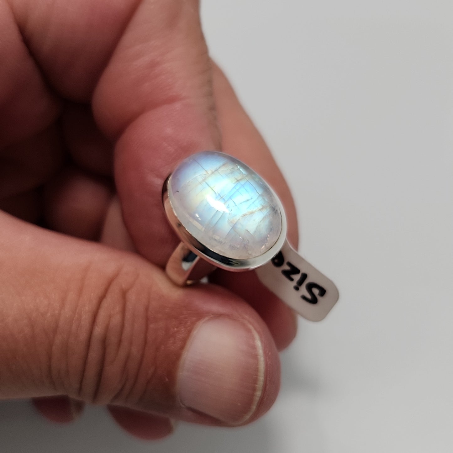 Rainbow Moonstone Ring sz 8