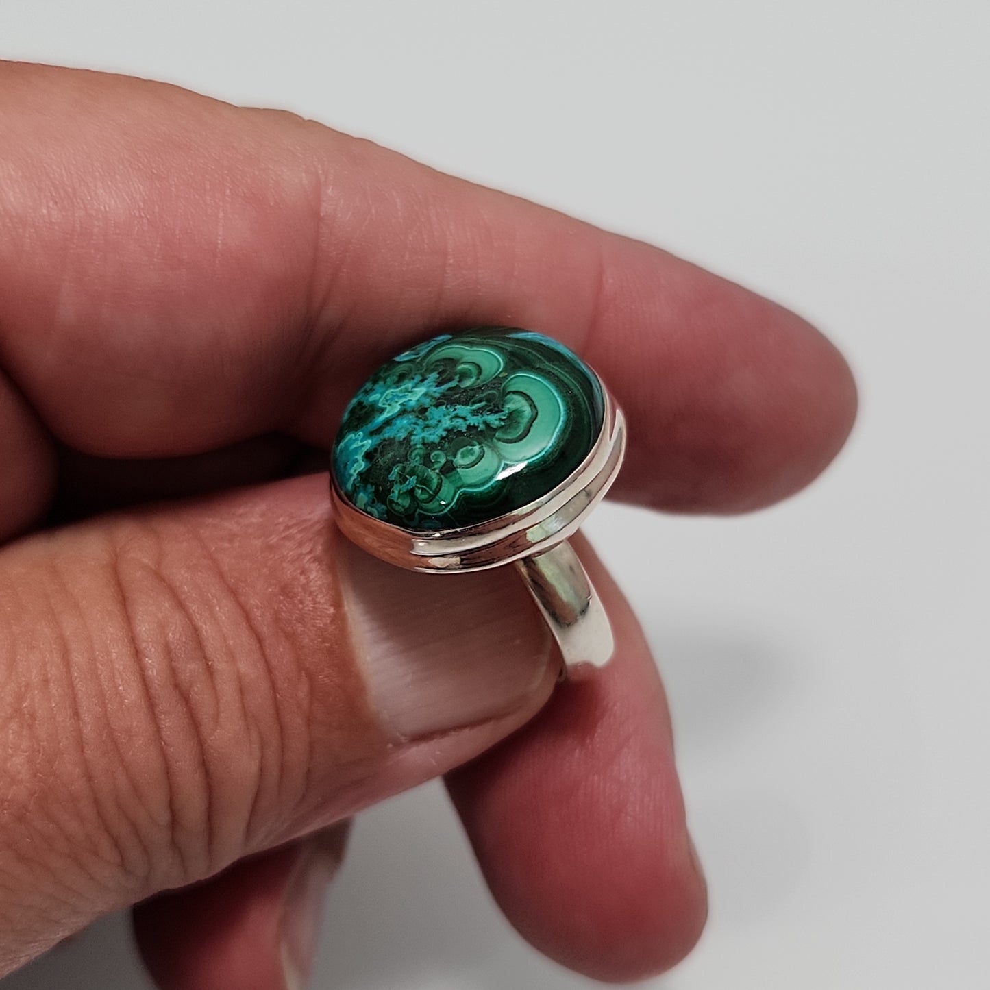 Malachite Chrysocolla Ring sz 5