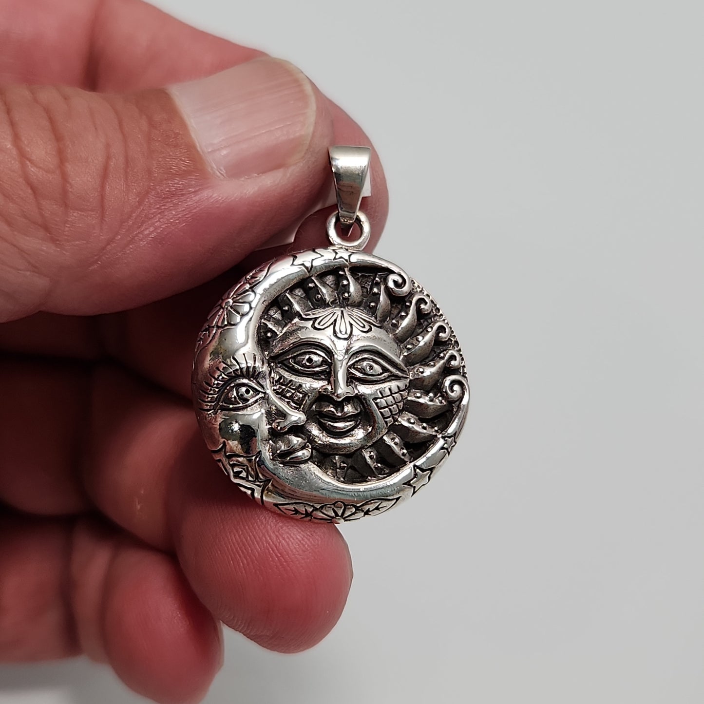 Silver Sun and Moon Pendant