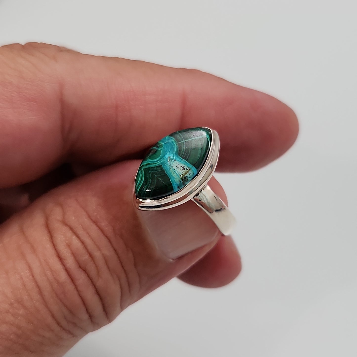 Malachite Chrysocolla Ring sz 8.5