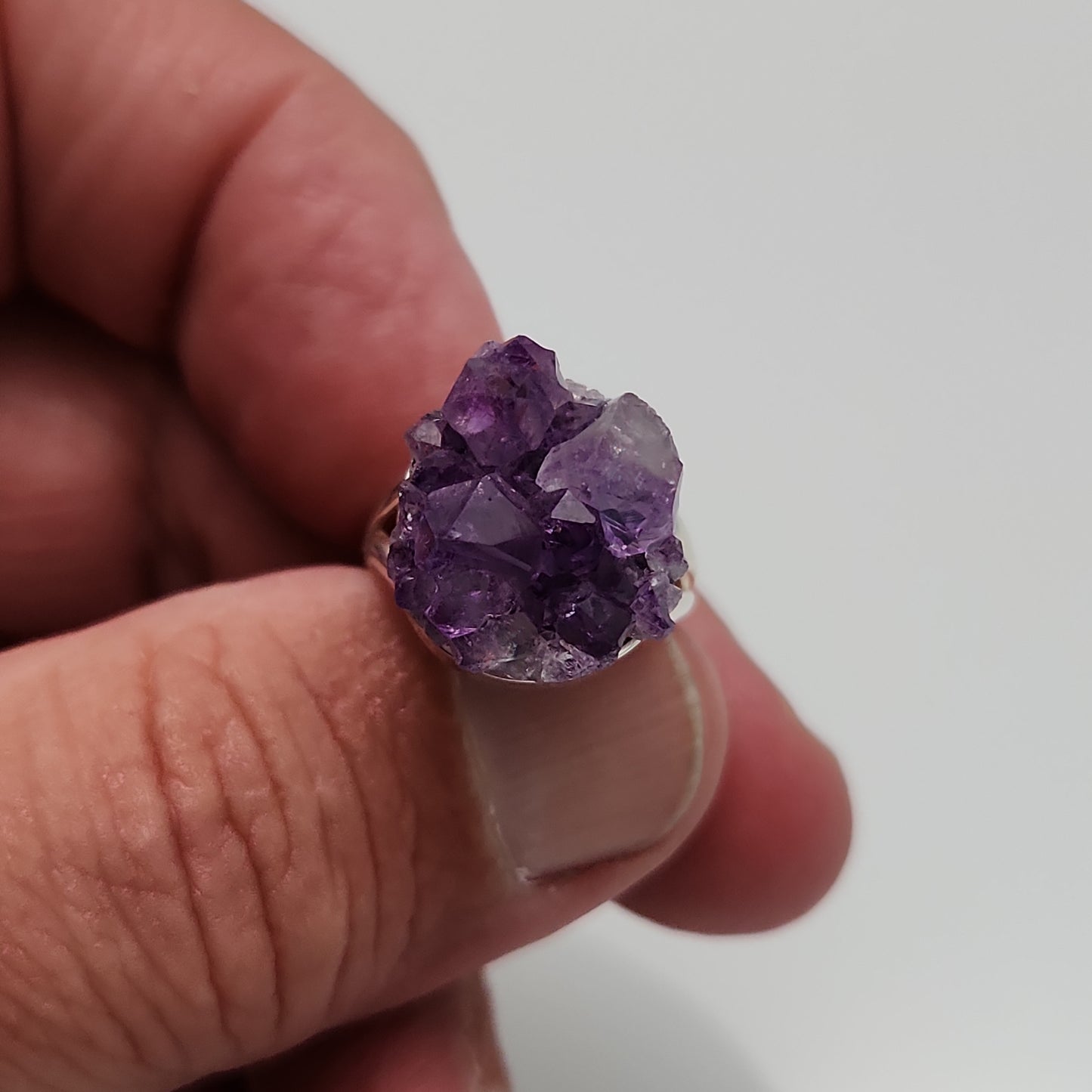 Amethyst Druzy Crystal Ring sz 6
