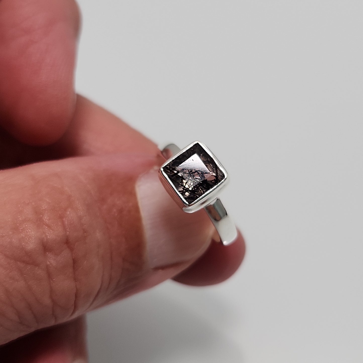 Black Rutile Ring sz 7.5