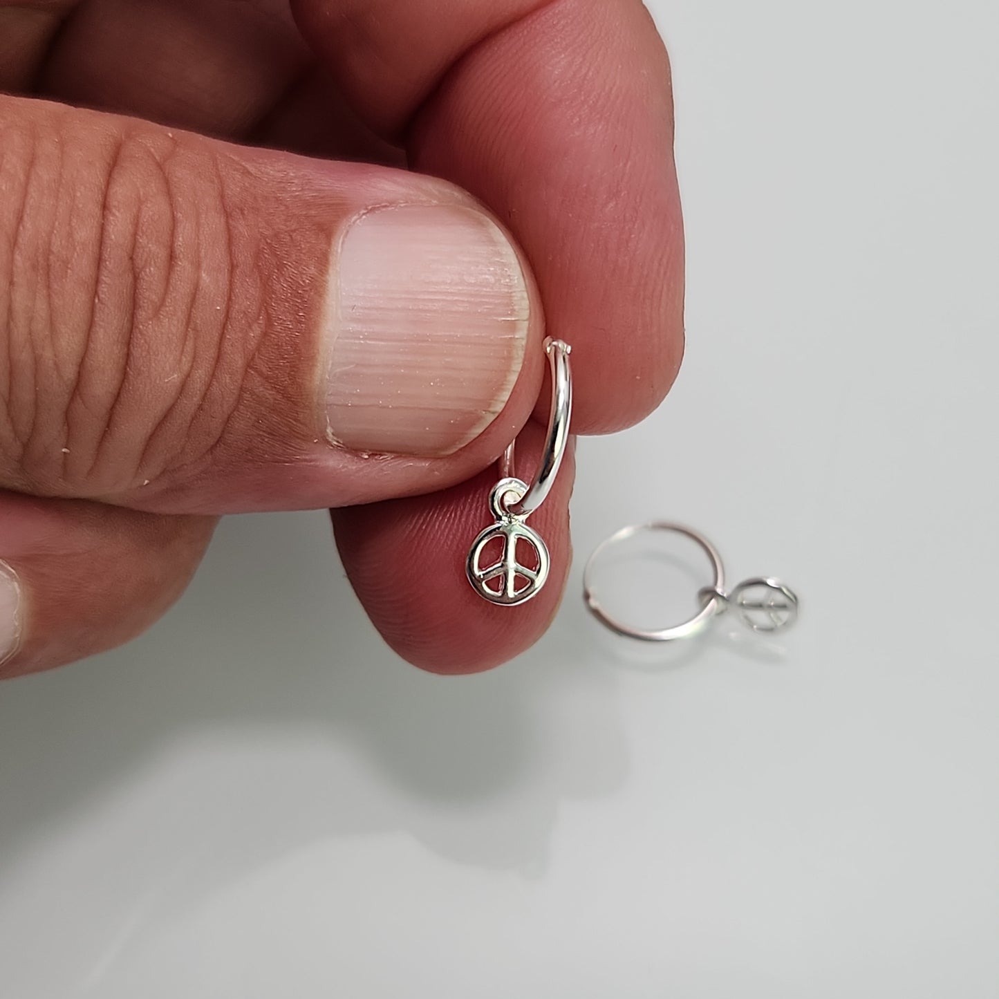 Peace Charm Hoops