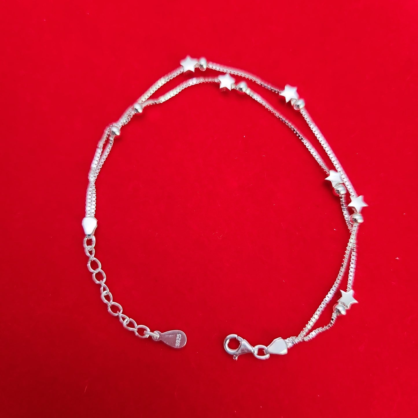 Double Strand Sliding Charm Bracelet Adjustable 6.5-8"