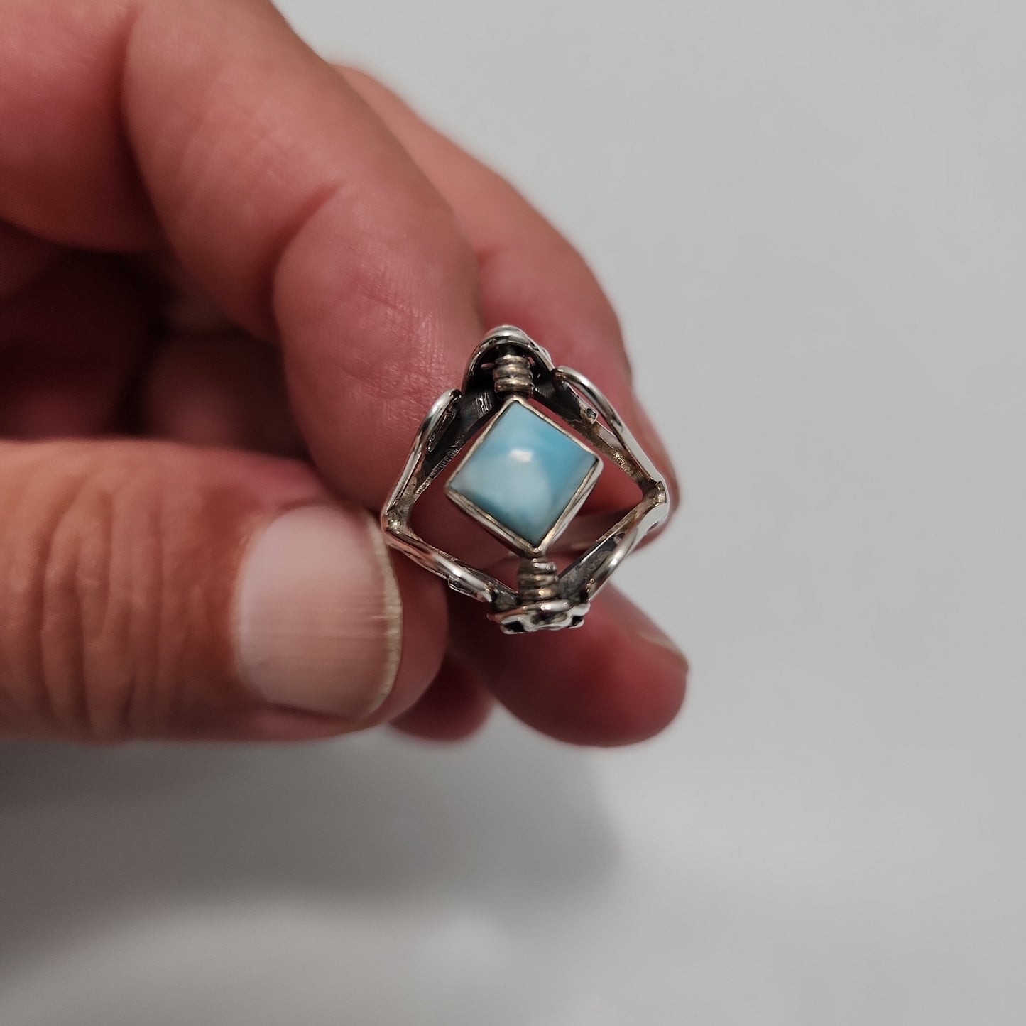 Larimar Moonstone Rotating Flip Ring sz 5-10