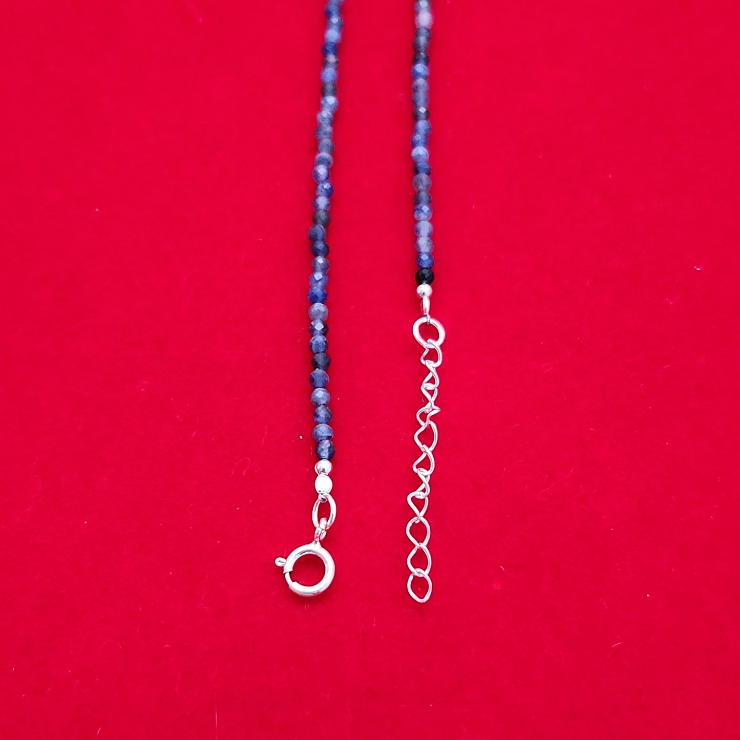 Sodalite & Silver Bead Anklet Adjustable 9.5-10.5"