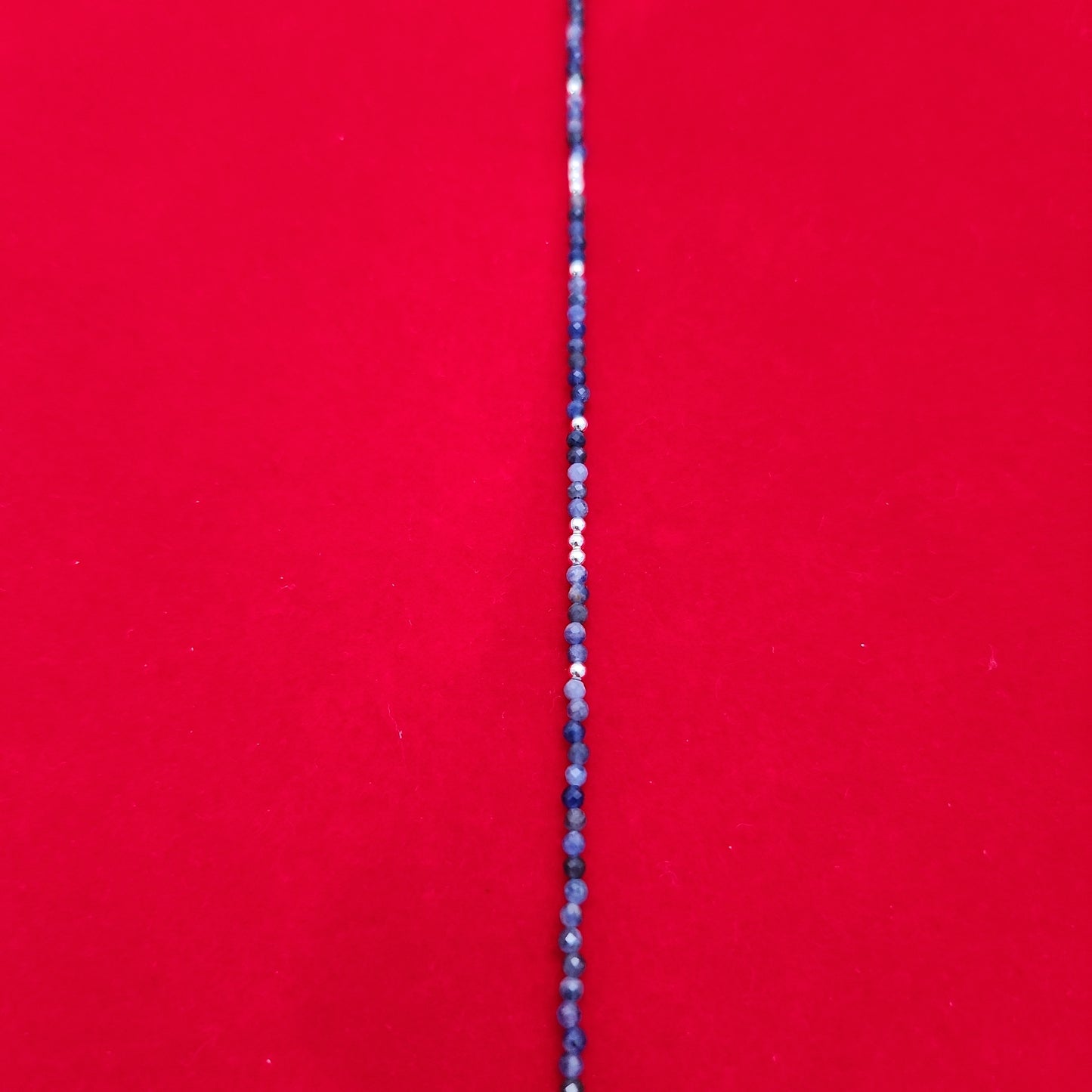 Sodalite & Silver Bead Anklet Adjustable 9.5-10.5"