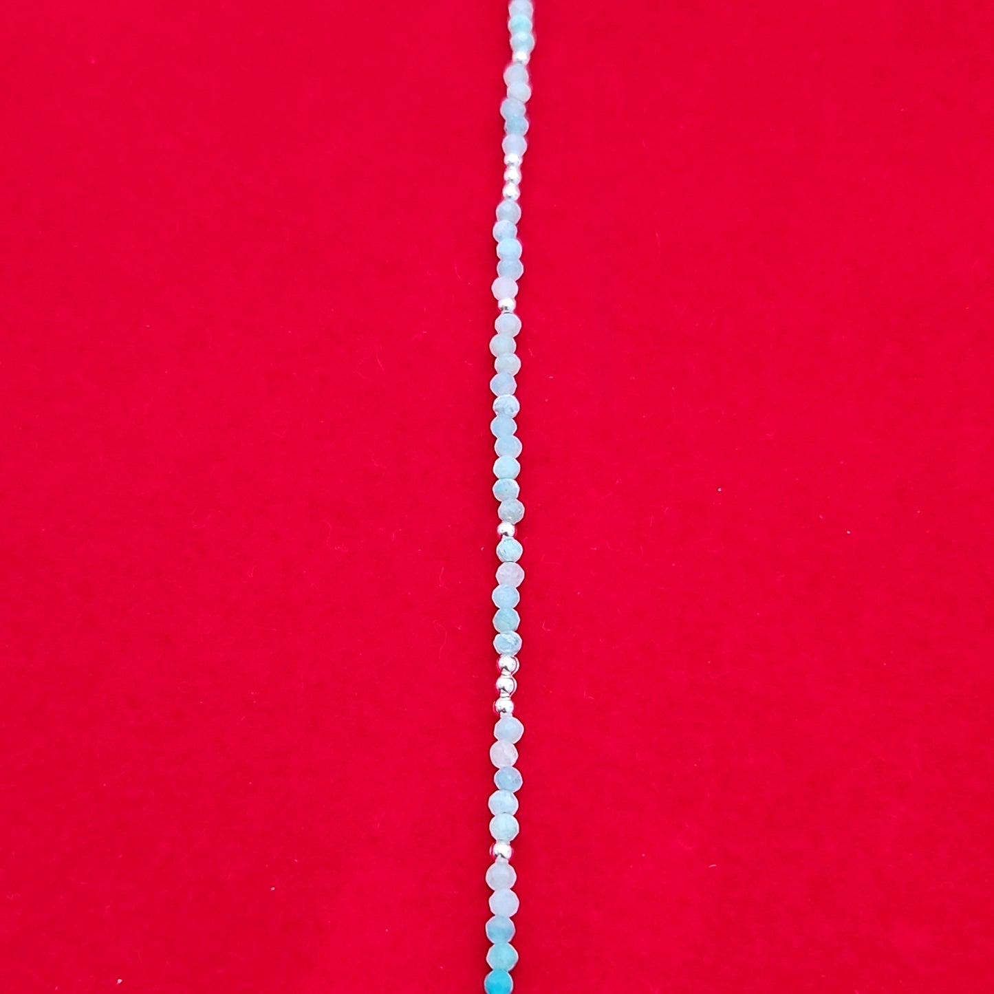 Amazonite & Silver Bead Anklet Adjustable 9.5-10.5"