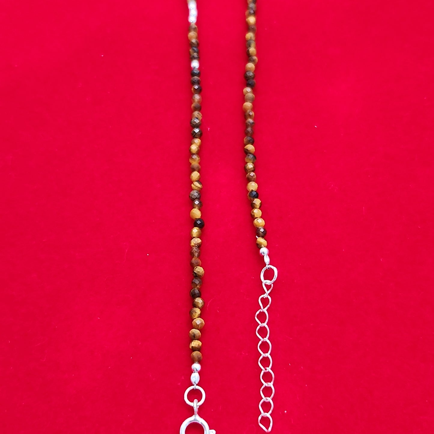 Tiger Eye & Silver Bead Anklet Adjustable 9.5-10.5"