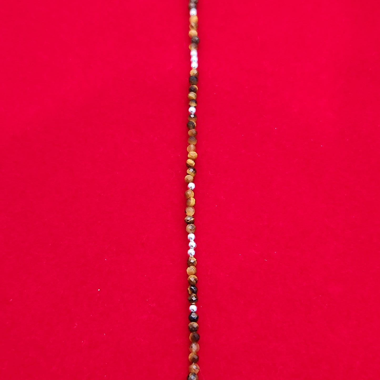 Tiger Eye & Silver Bead Anklet Adjustable 9.5-10.5"