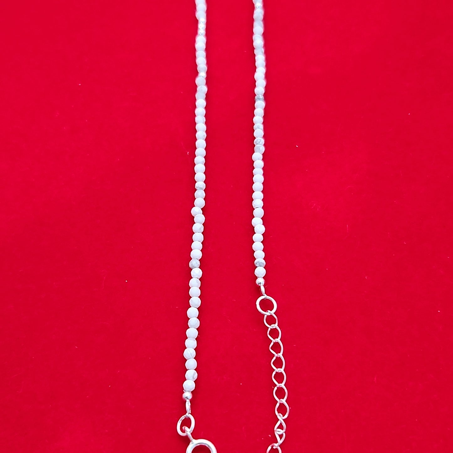 Howlite & Silver Bead Anklet Adjustable 9.5-10.5"
