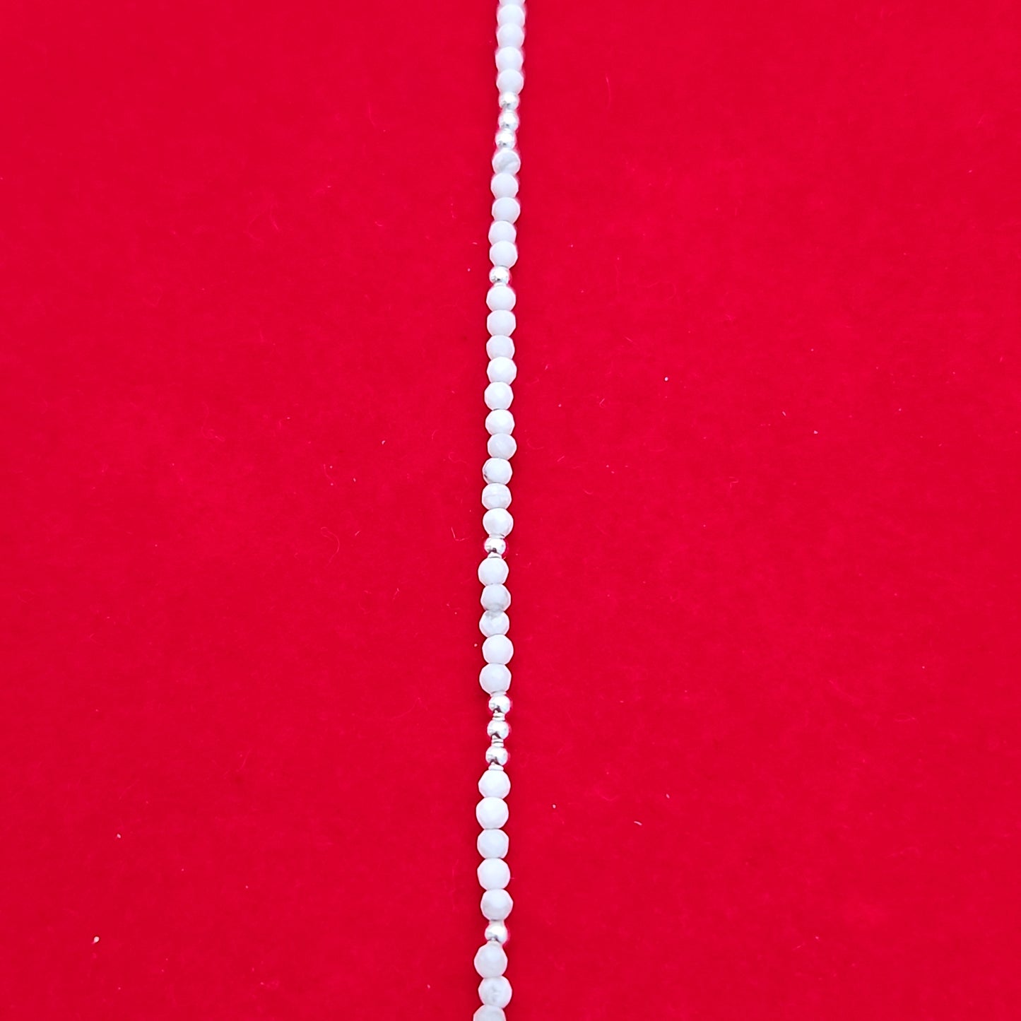 Howlite & Silver Bead Anklet Adjustable 9.5-10.5"