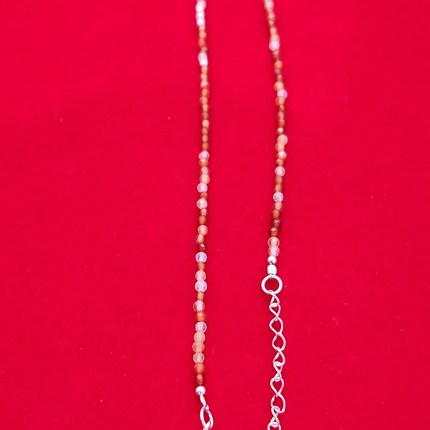 Carnelian & Silver Bead Anklet Adjustable 9.5-10.5"