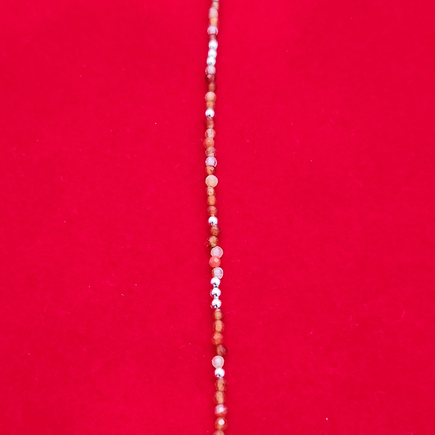 Carnelian & Silver Bead Anklet Adjustable 9.5-10.5"