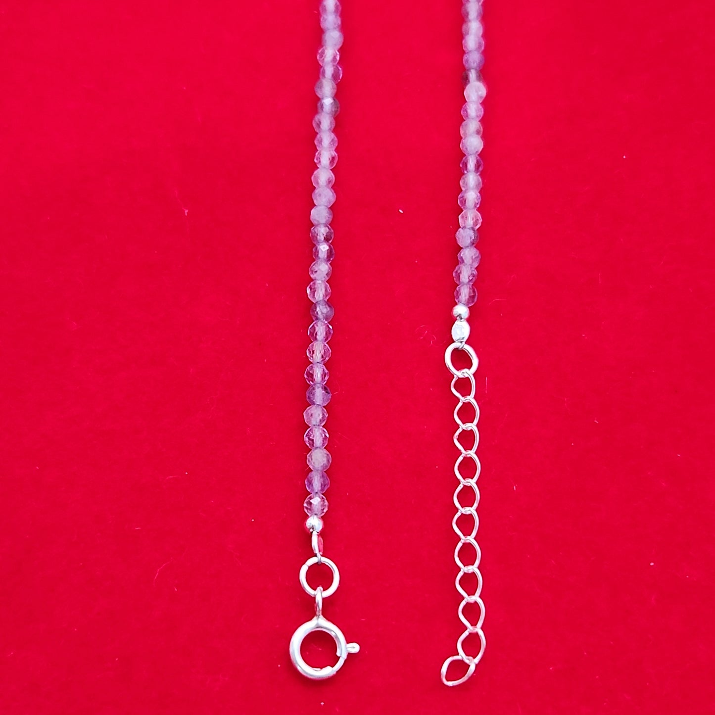 Amethyst &Silver Bead Anklet Adjustable 9.5-10.5"