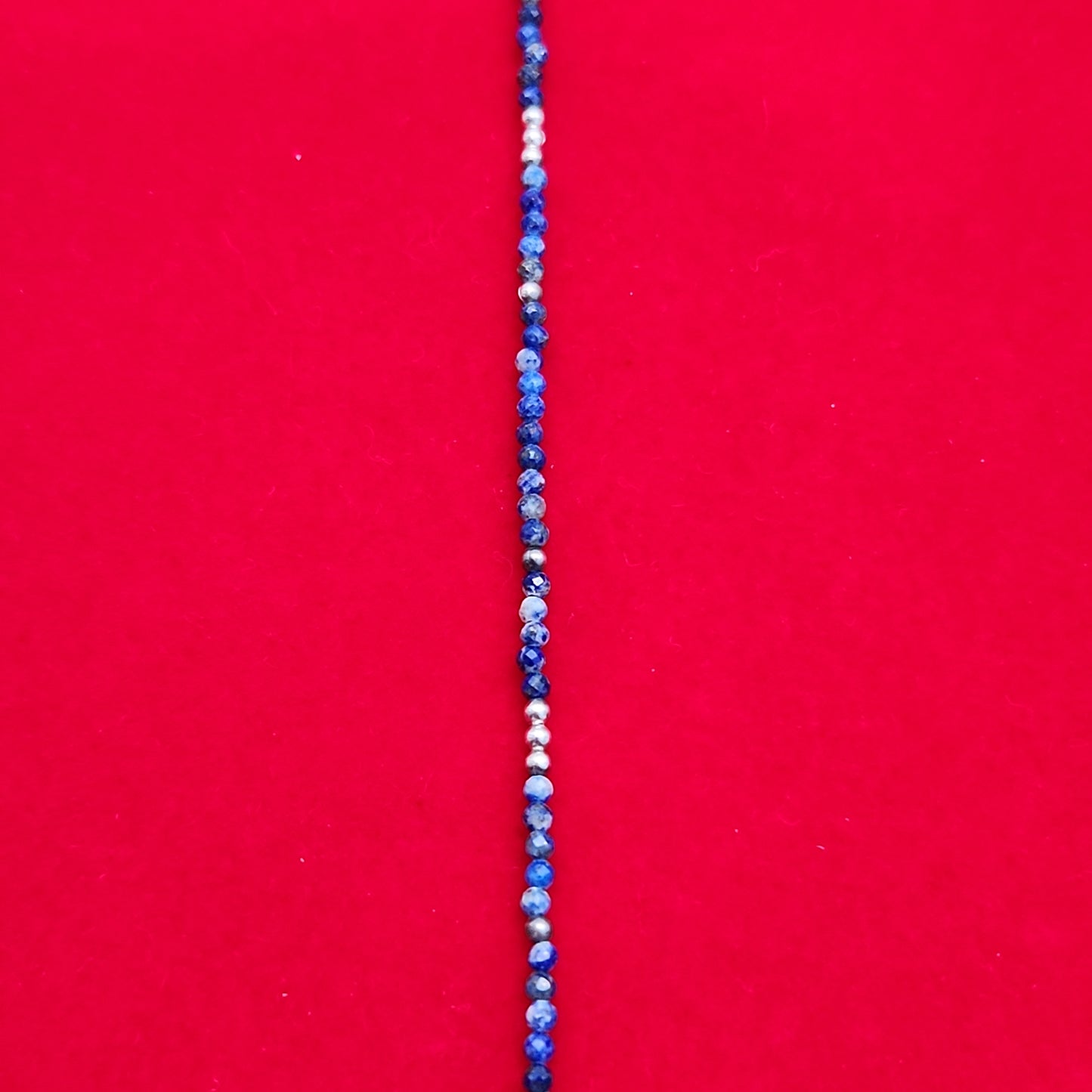 Lapis & Silver Bead Anklet Adjustable 9.5-10.5"
