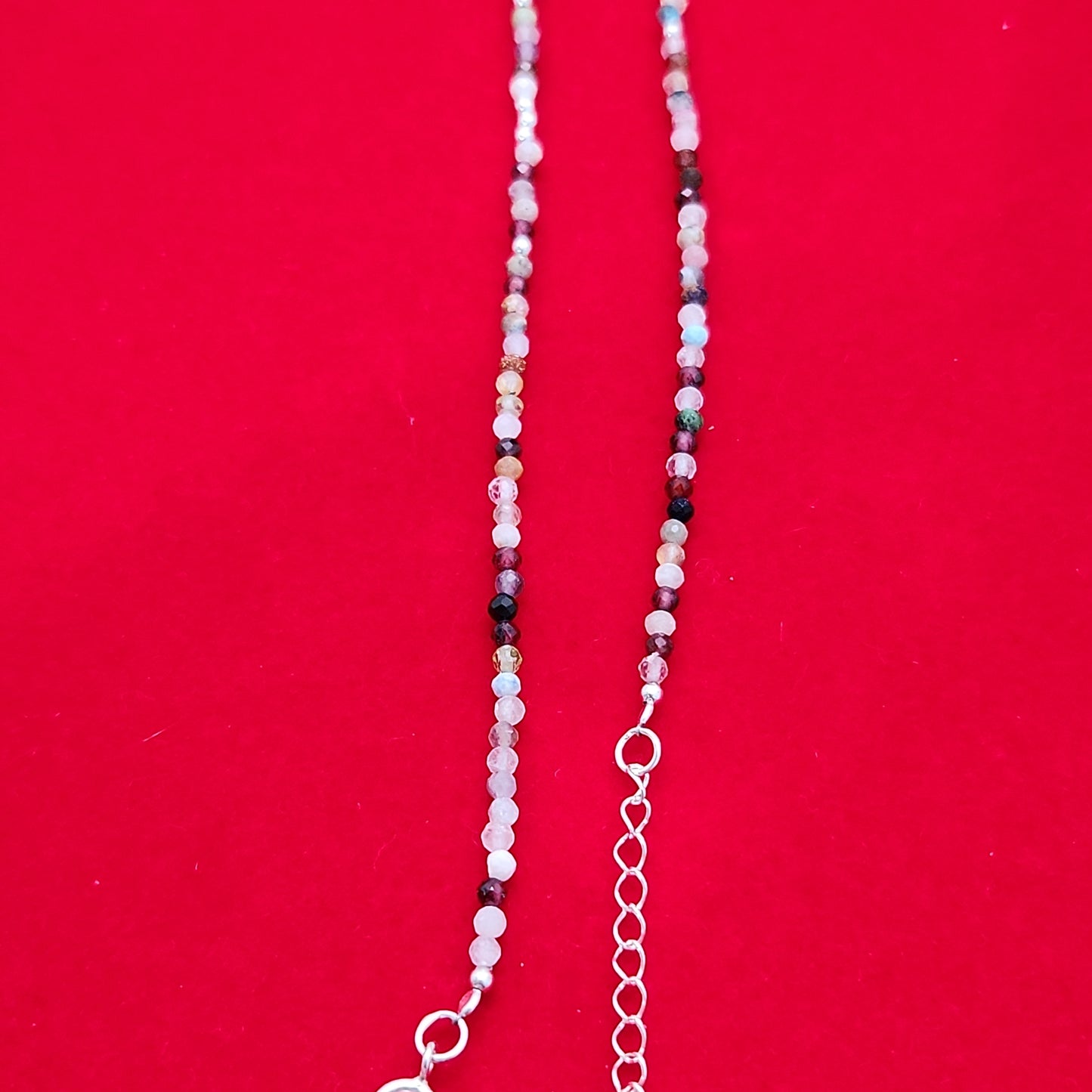 Multi Gem & Silver Bead Anklet Adjustable 9.5-10.5"