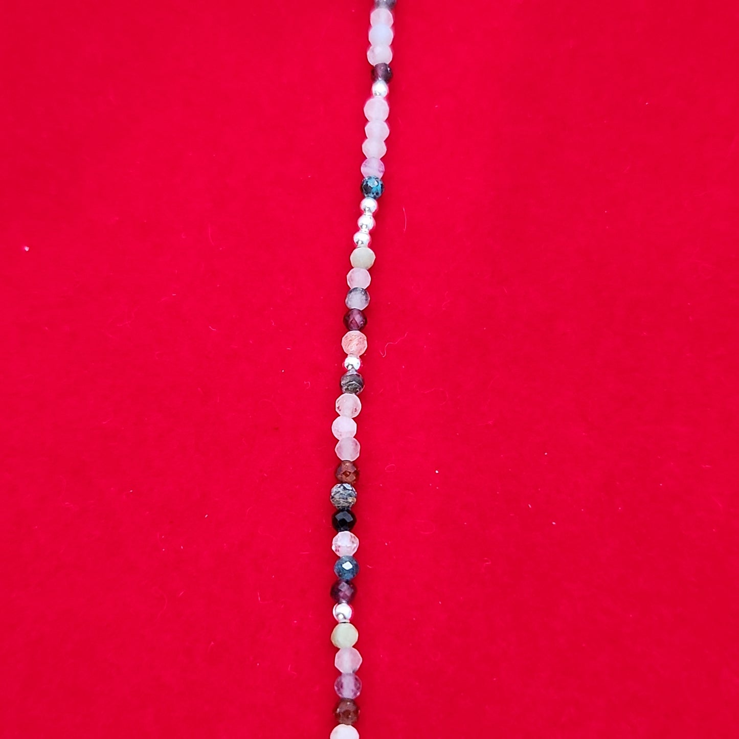 Multi Gem & Silver Bead Anklet Adjustable 9.5-10.5"