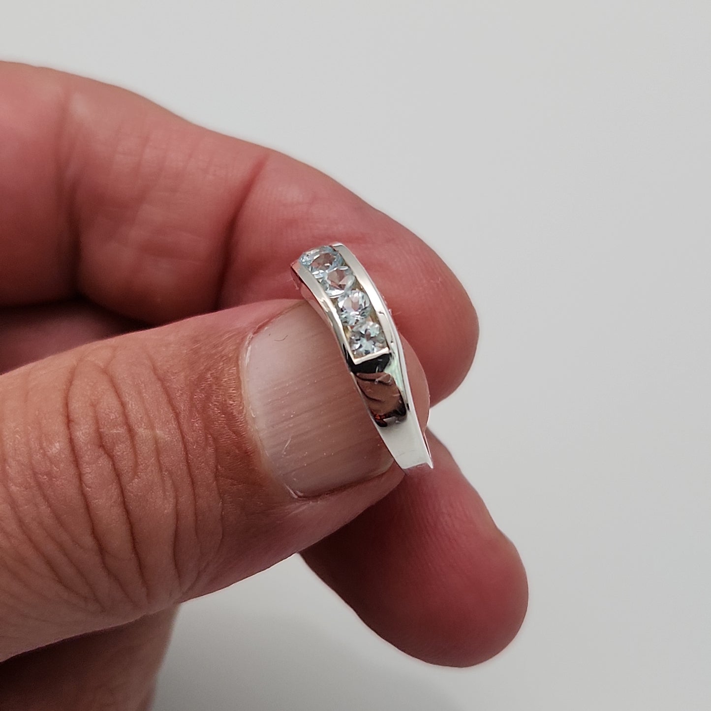 Blue Topaz Channel Set Band sz 7