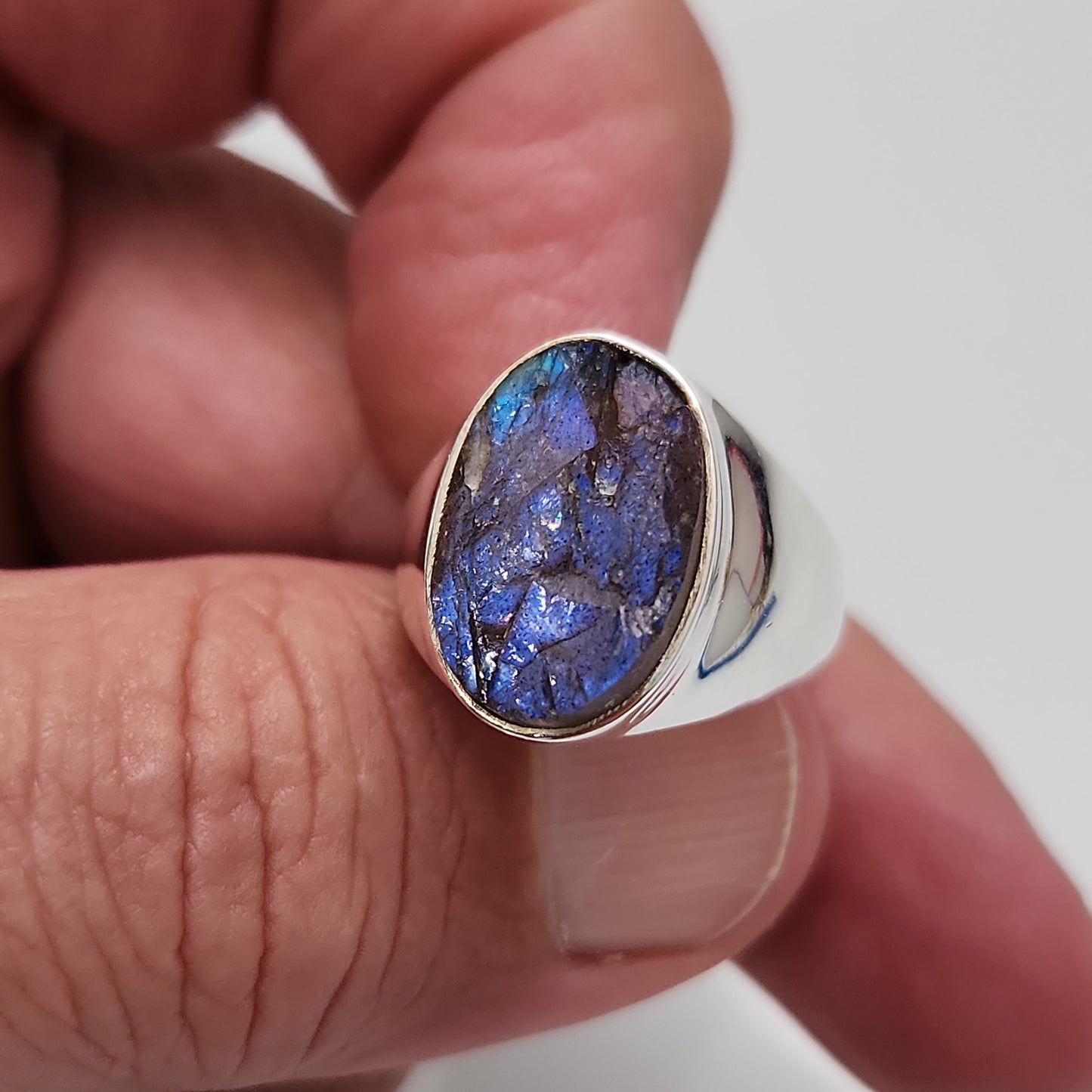 Rough Labradorite Ring sz 8.5