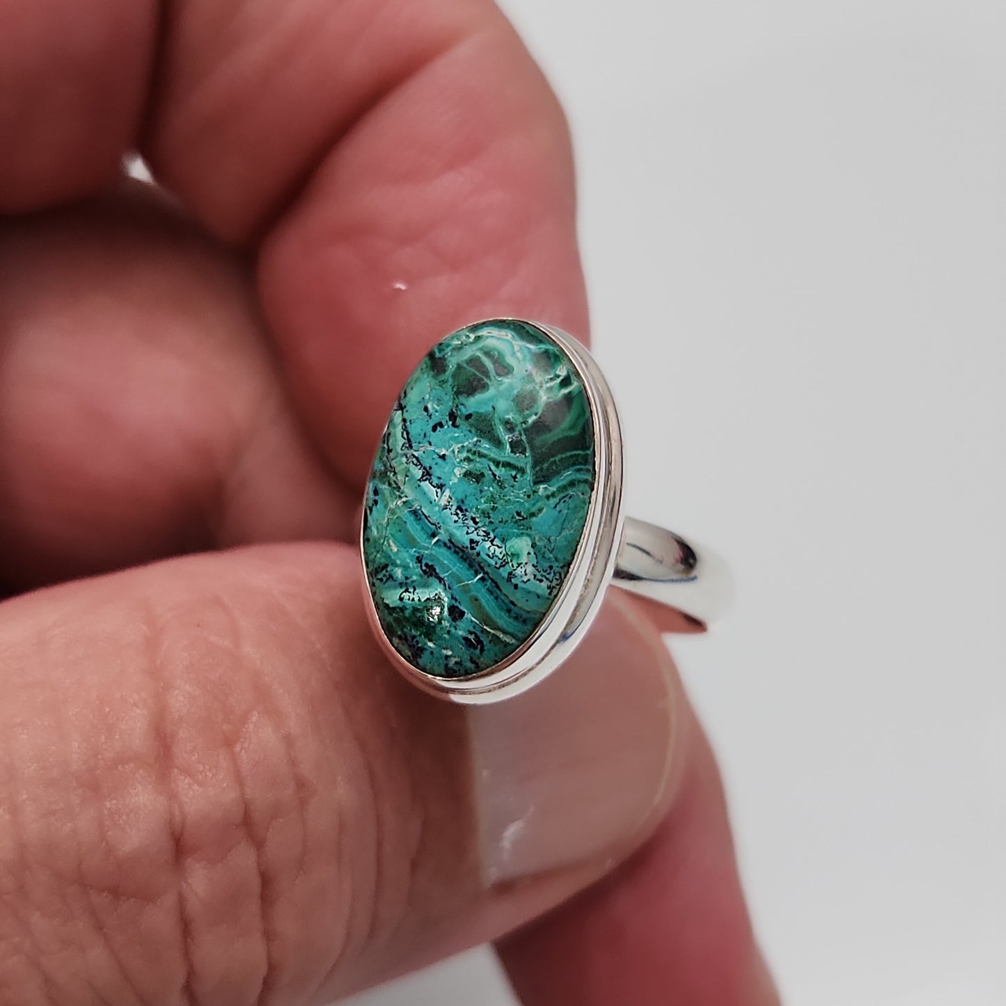Malachite Chrysocolla Ring sz 8