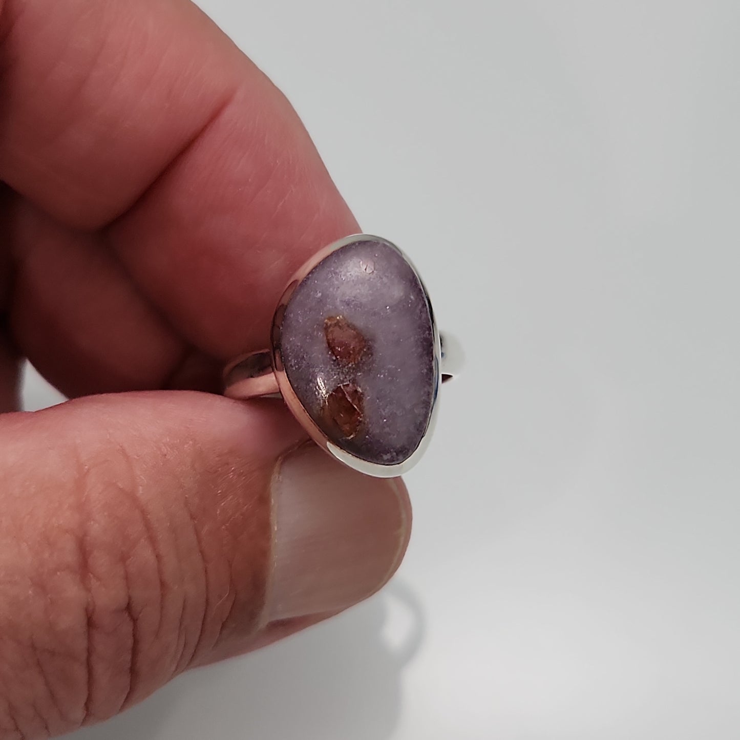 Lepidolite With Tourmaline Ring sz 8.5