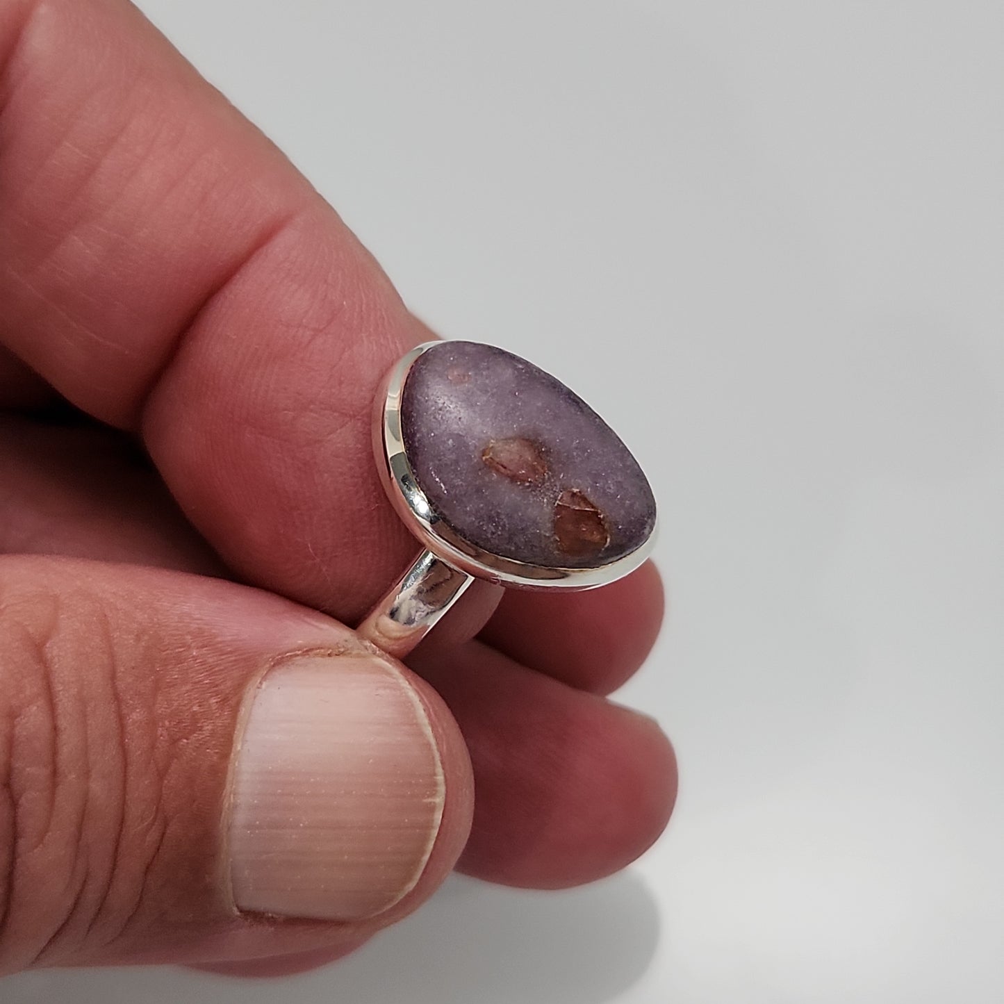 Lepidolite With Tourmaline Ring sz 8.5