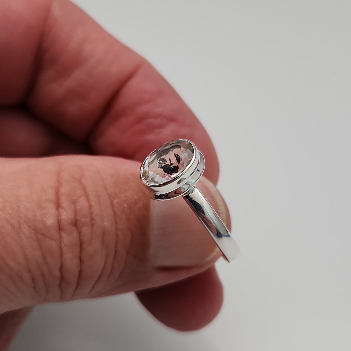 Hydrocarbon Herkimer Diamond Ring sz 11