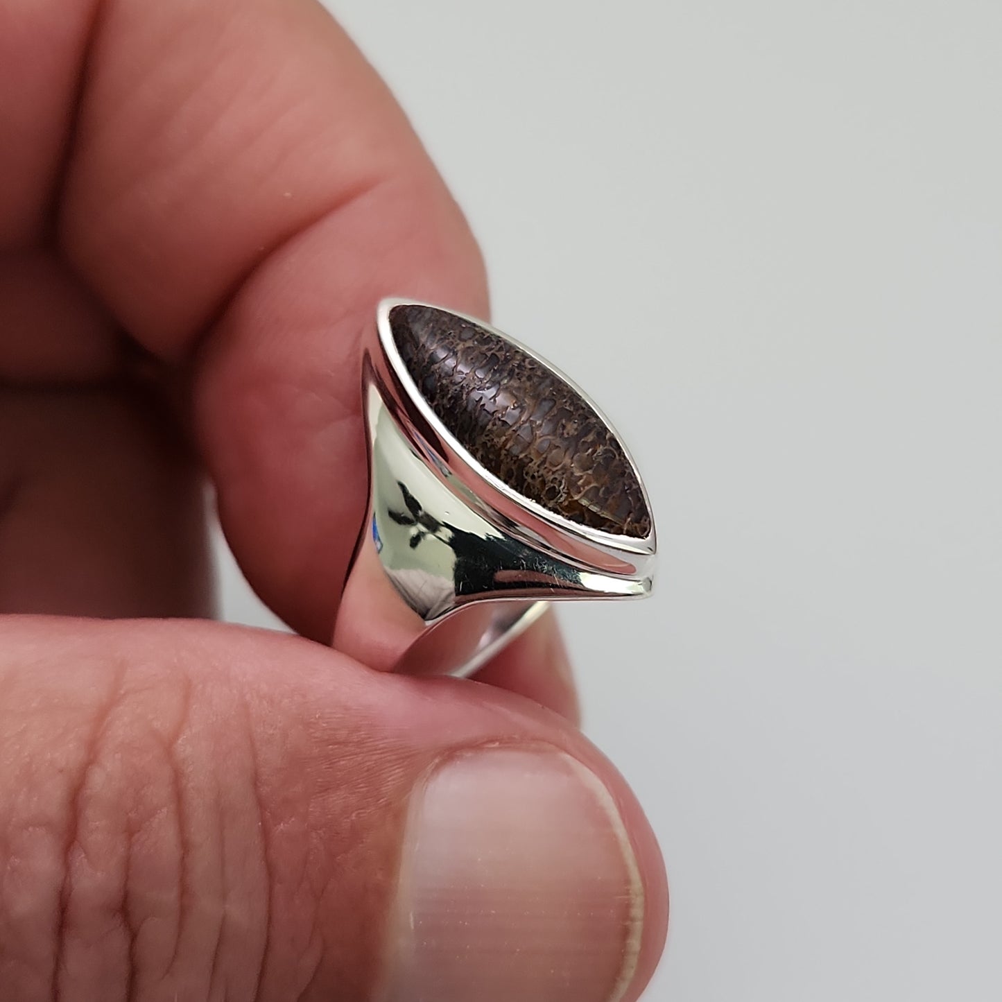 Dinosaur Bone Fossil Ring sz 8.5