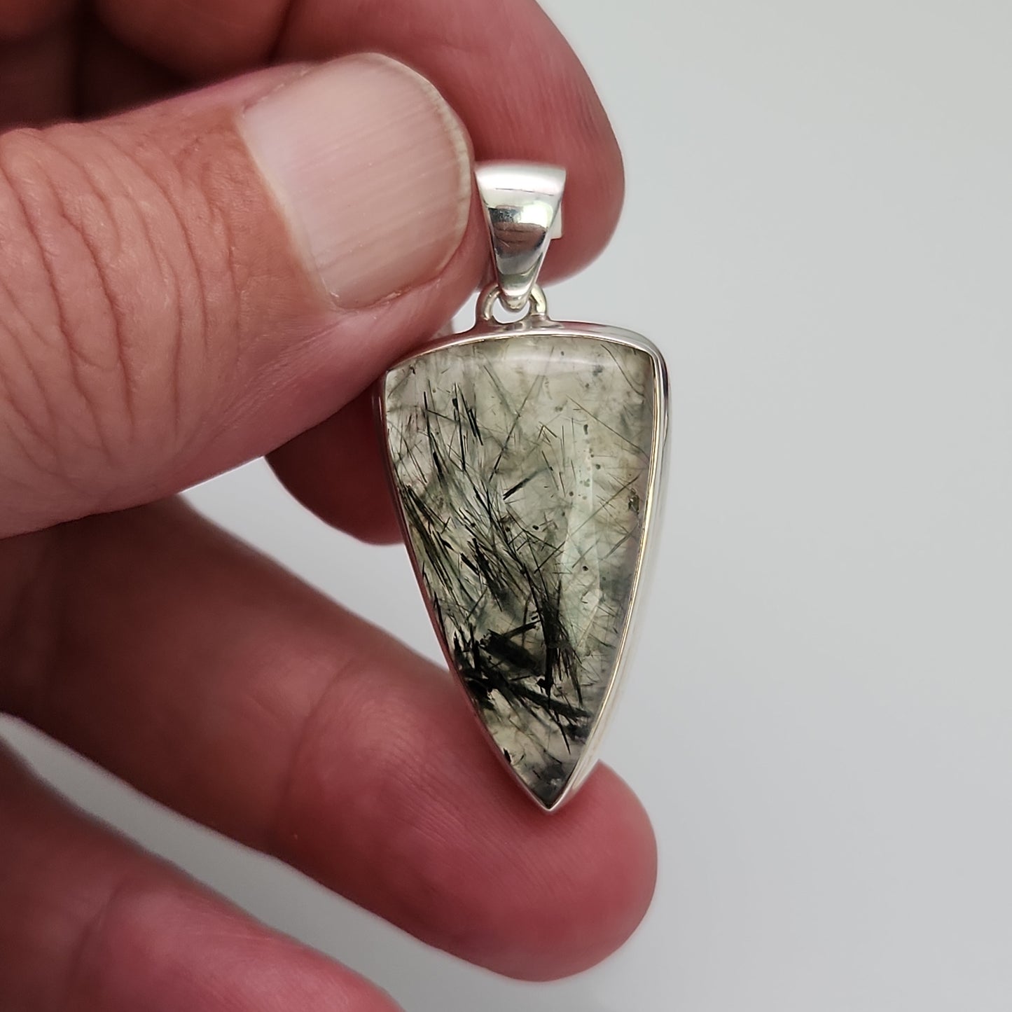 Black Rutile Prehnite Pendant