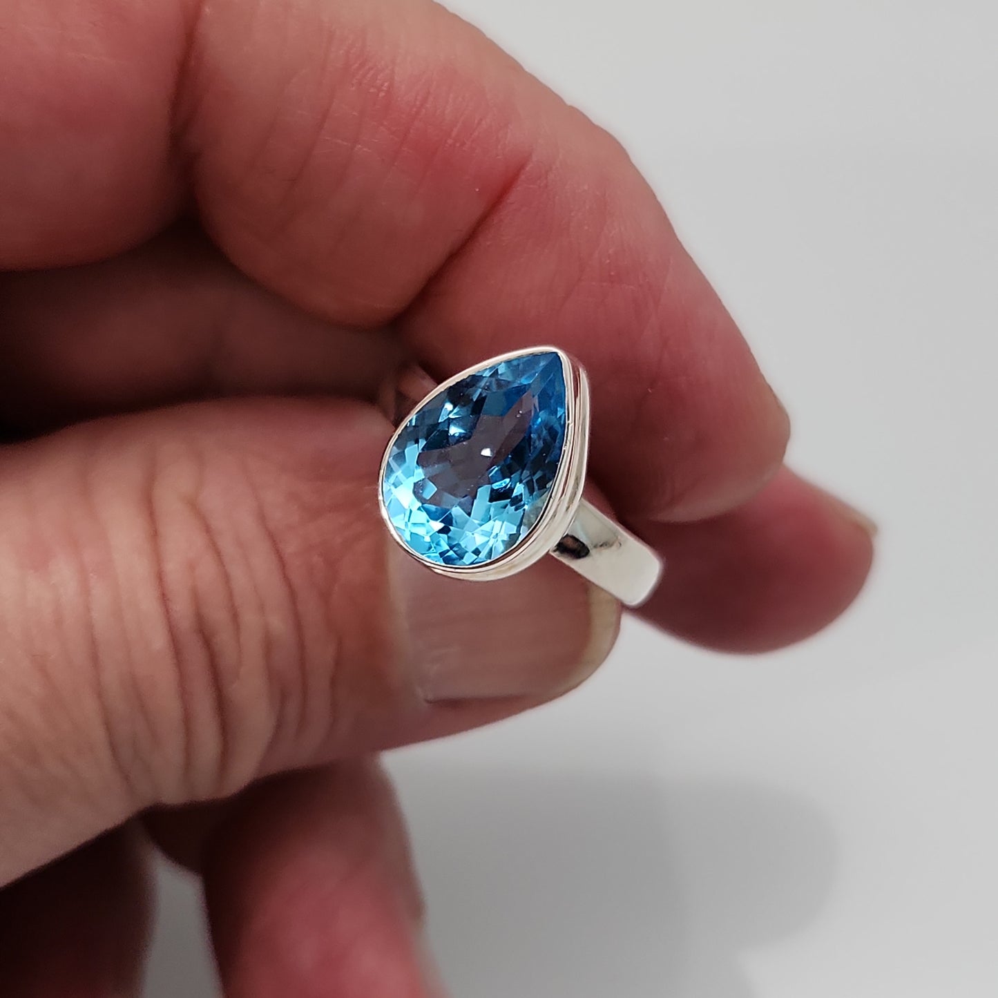 Swiss Blue Topaz Ring sz 9