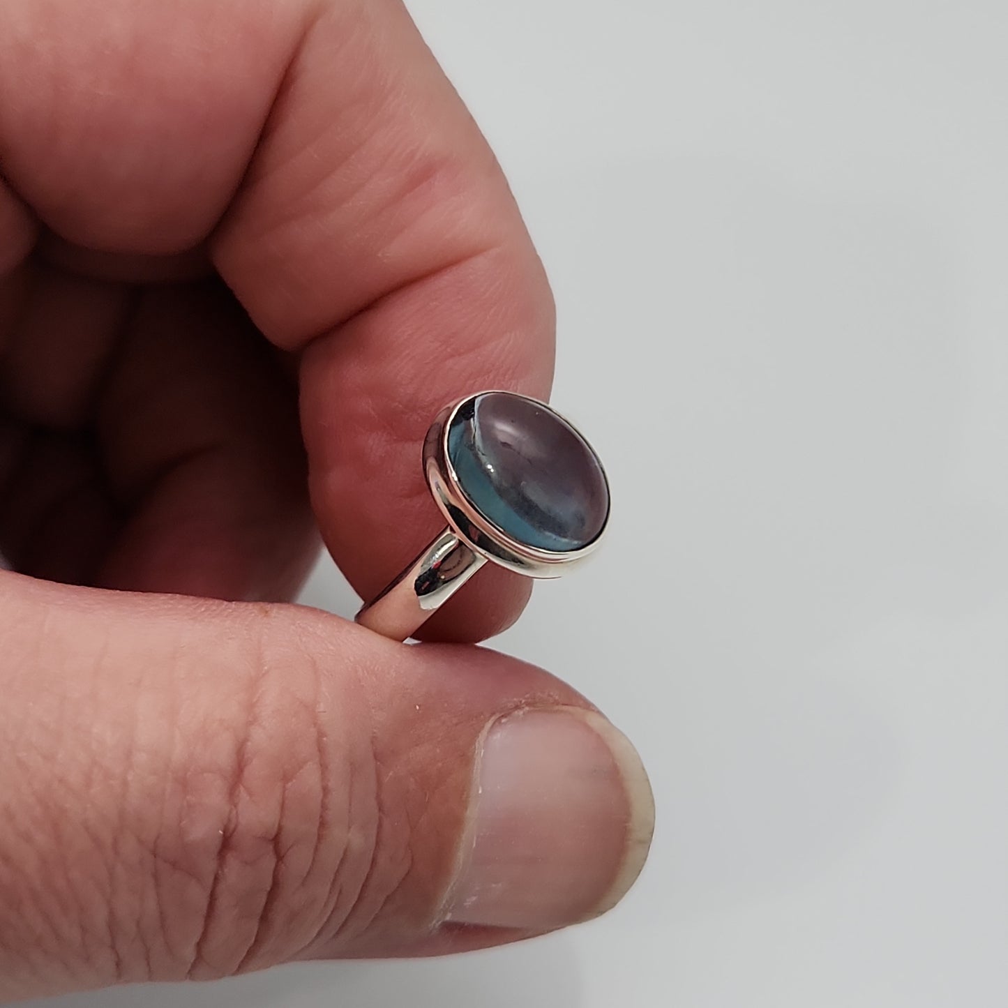Blue Green Fluorite Ring sz 9