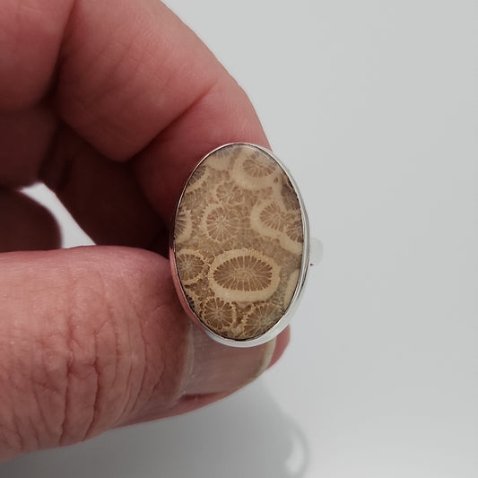 Fossil Coral Ring sz 8.5