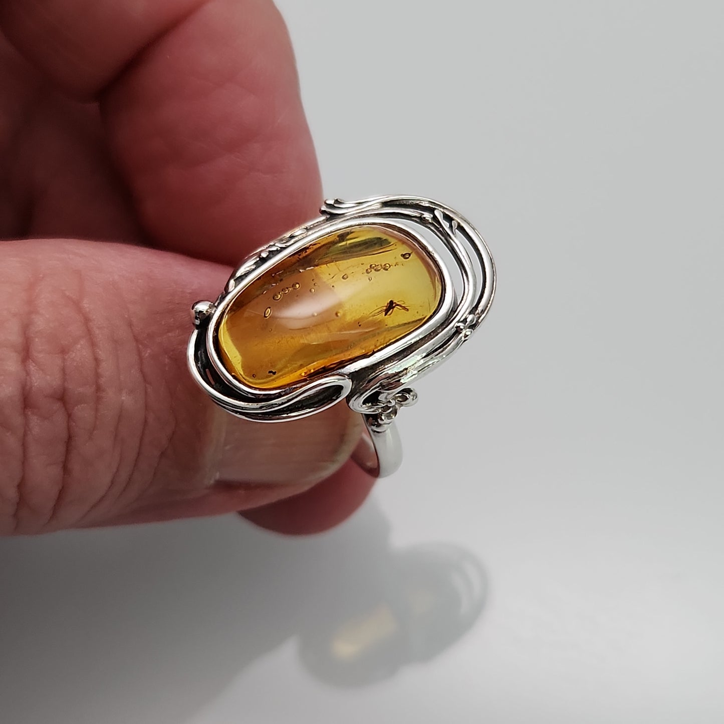 Amber With Insect Ring sz 9