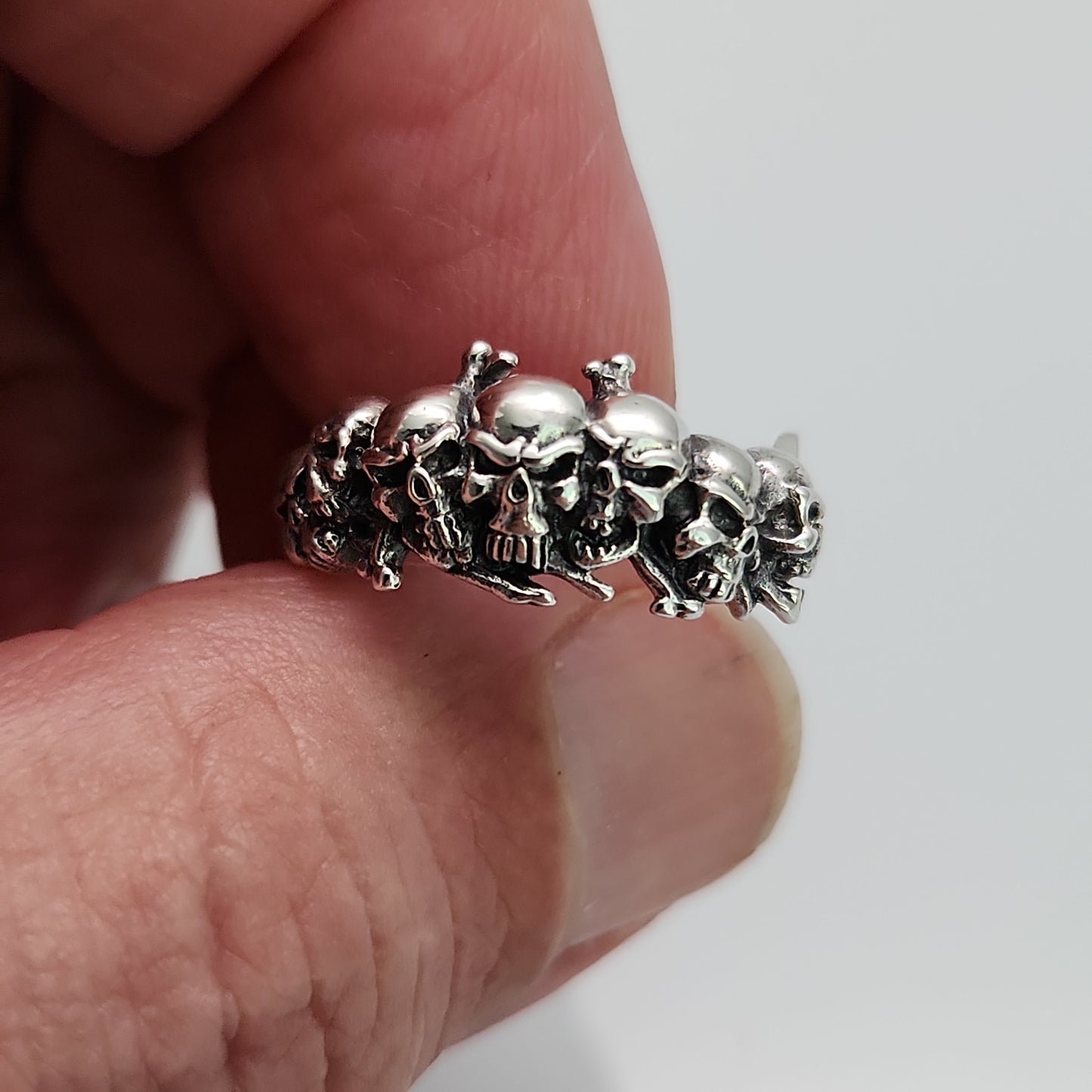Skull and Bones Band Ring sz 6, 7, 8, 9, 10, 11, 12