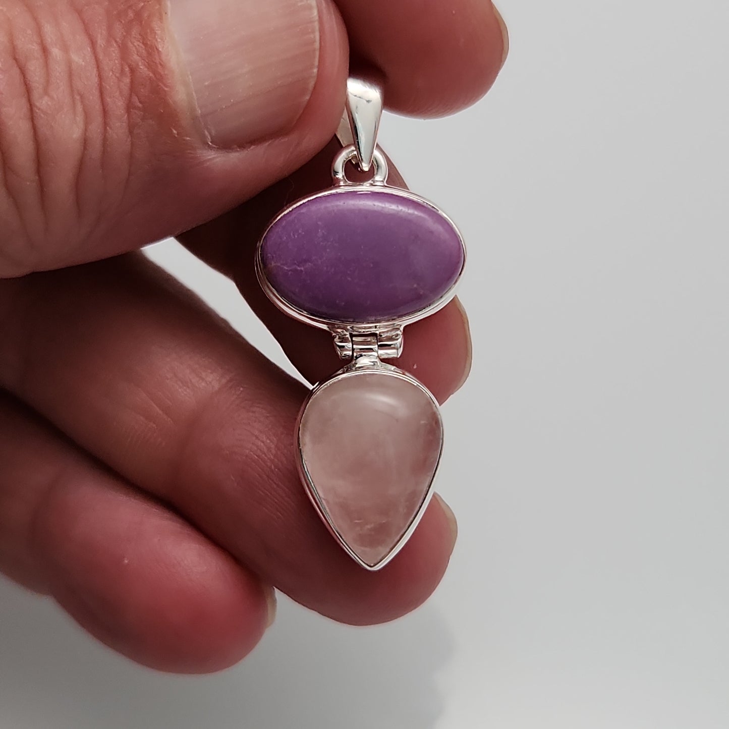 Phosphosiderite & Rose Quartz Pendant