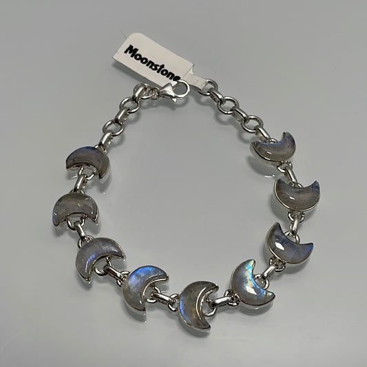 Moonstone Moon Bracelet Adjustable 7-8”