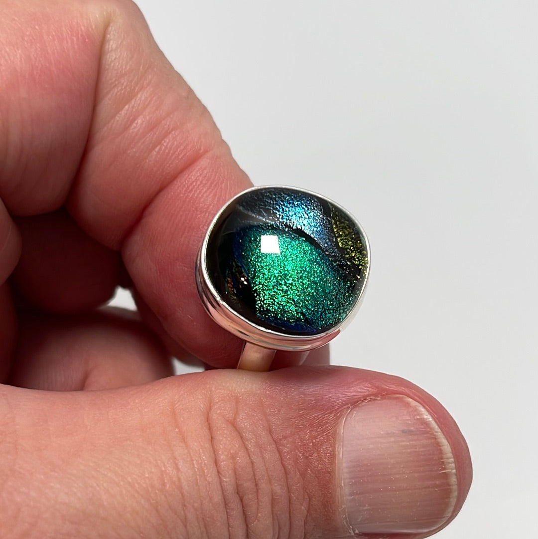 Dichroic Glass Ring sz 8.5