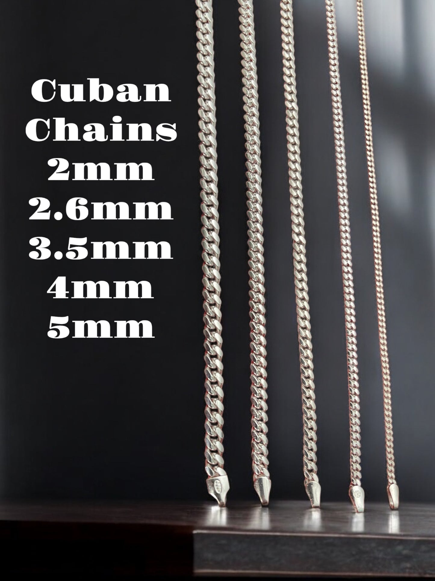 Cuban Chain 2mm (060) 16”, 18”, 20”, 22”, 24”, 26”, 28”, 30”