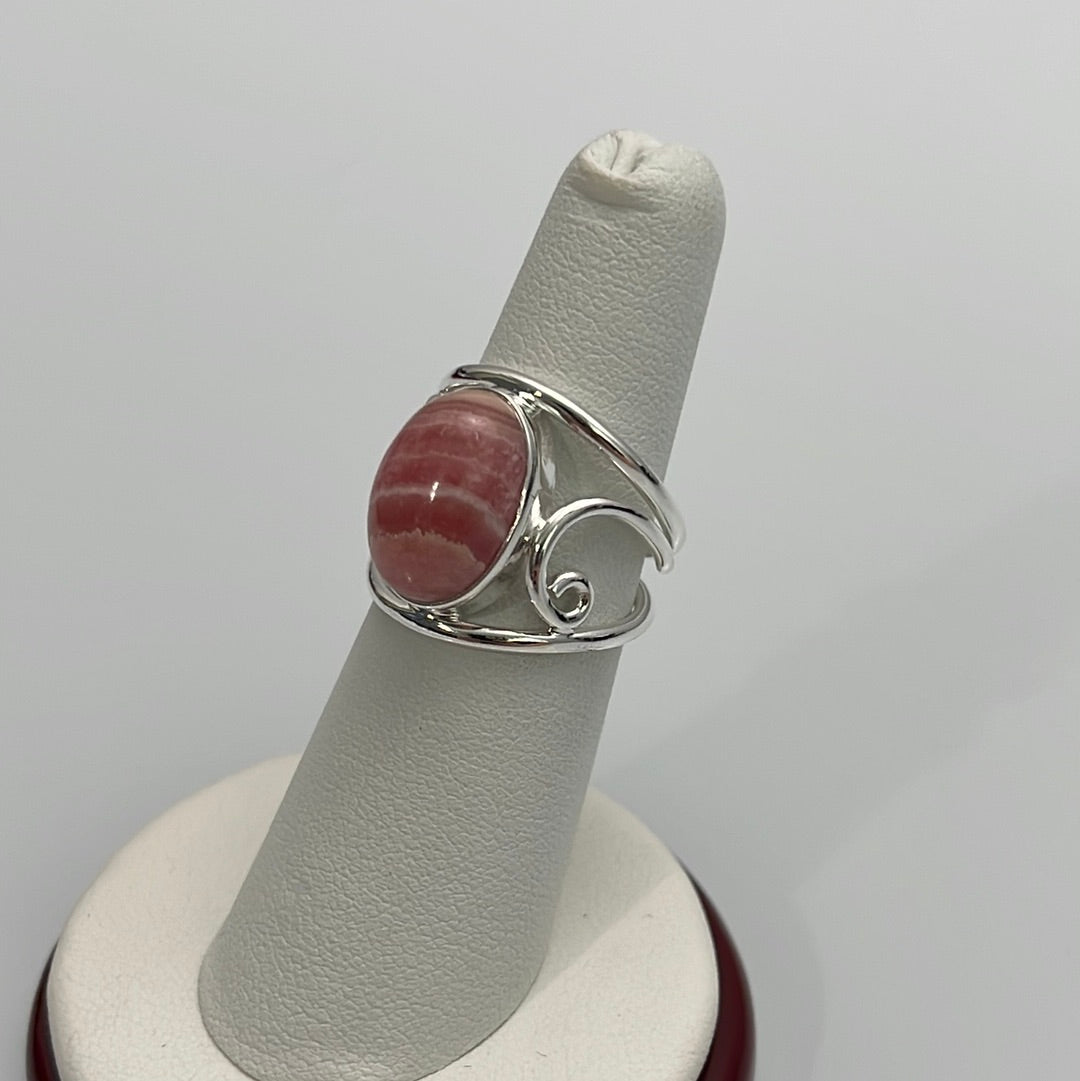 Rhodochrosite Curly Q Ring Sizes 5-12