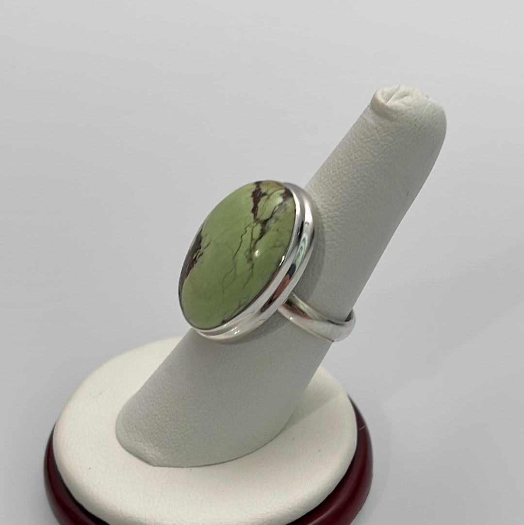 Citron Chrysoprase bezel Set Ring Size 7