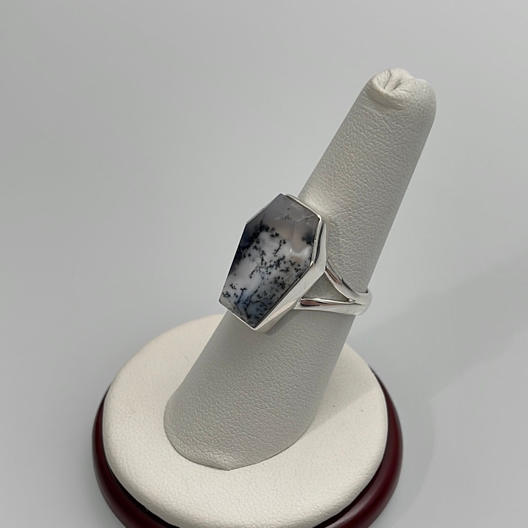 Dendrite Opal Coffin Ring Sizes 5-12