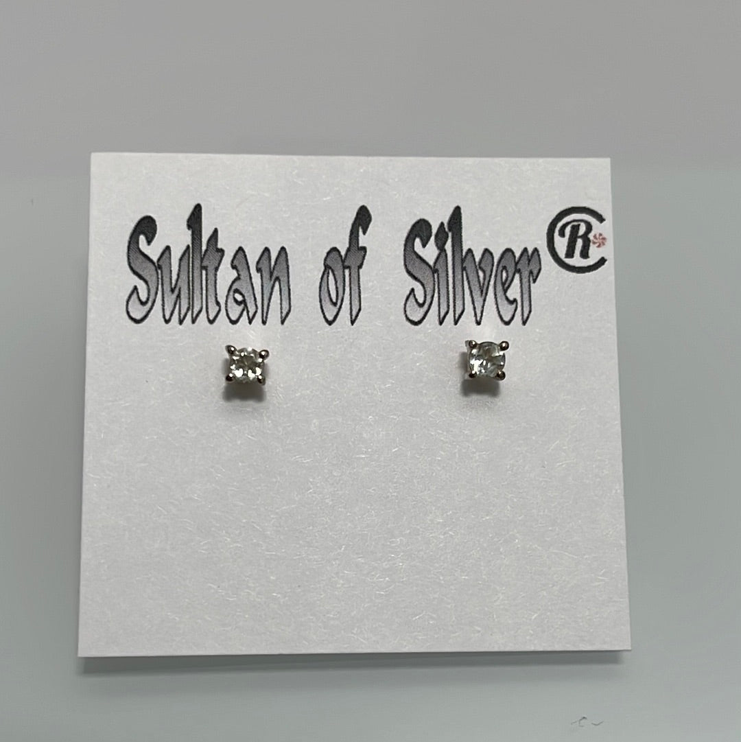 Clear Quartz Sterling Silver Stud Post Earrings 3mm