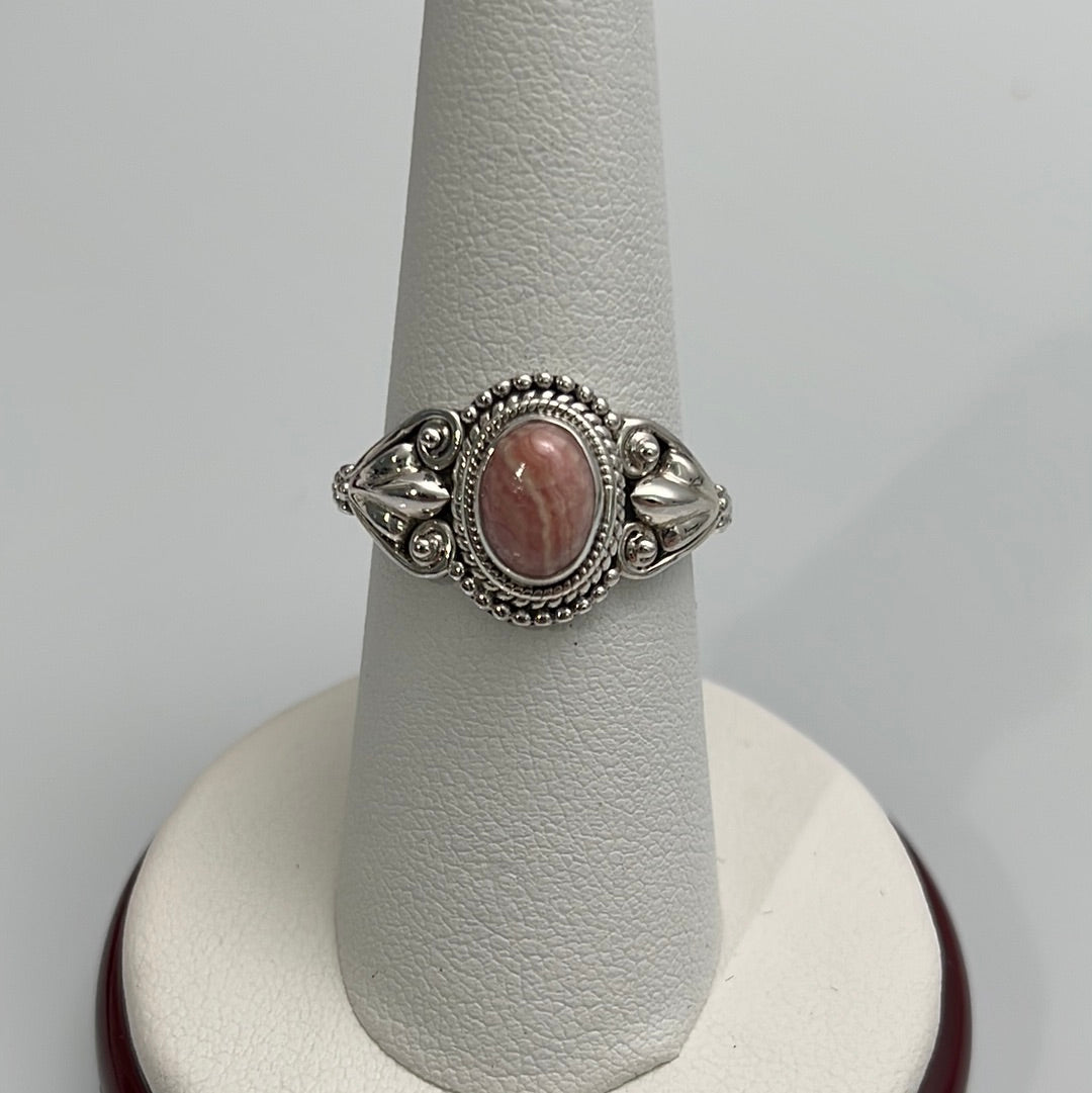 Rhodochrosite Filigree Ring Sizes 5-10