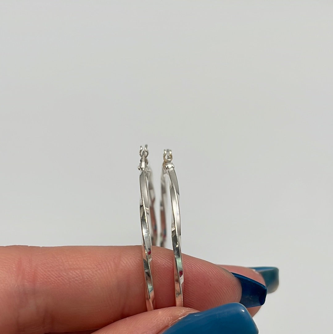 Medium Italian Sterling Silver Twist Hoop Earrings