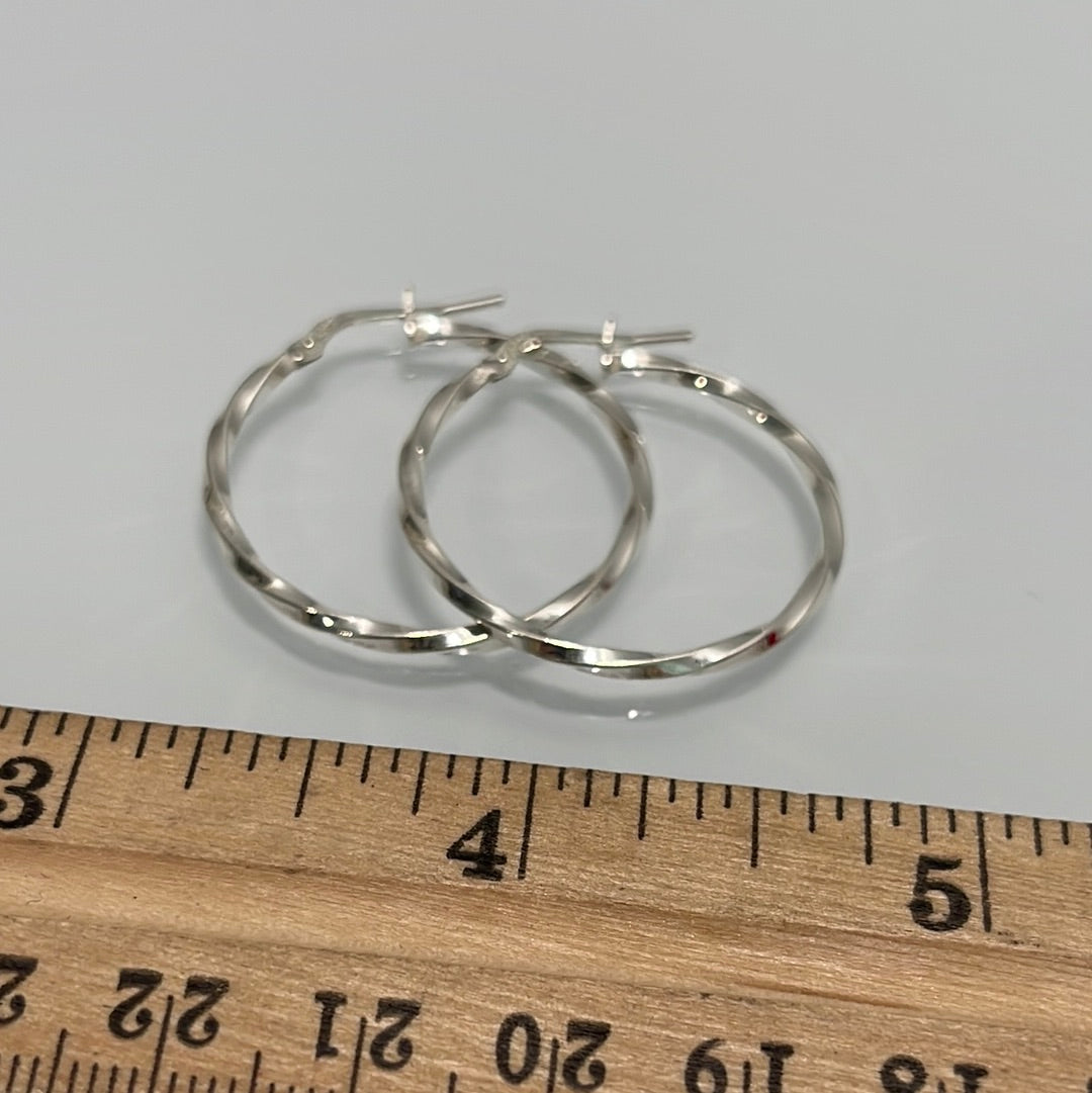 Medium Italian Sterling Silver Twist Hoop Earrings