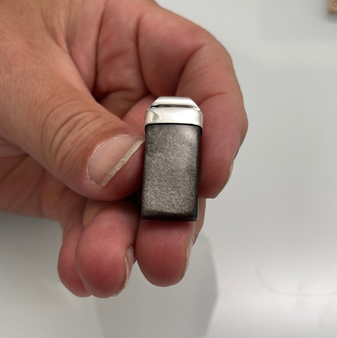 Silver Sheen Rectangle Obsidian Pendant